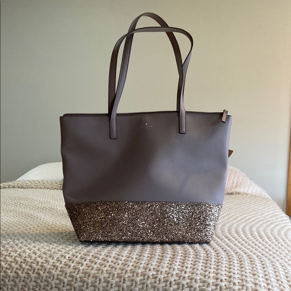Kate Spade Gray Structured Tote Bag